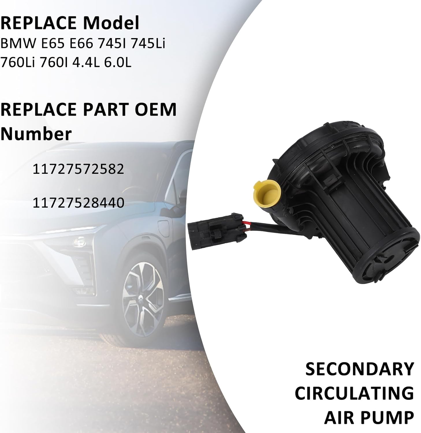 11727572582 Secondary Air Injection Pump Replacement for BMW E65 E66 745I 745Li 760Li 760I 4.4L 6.0L