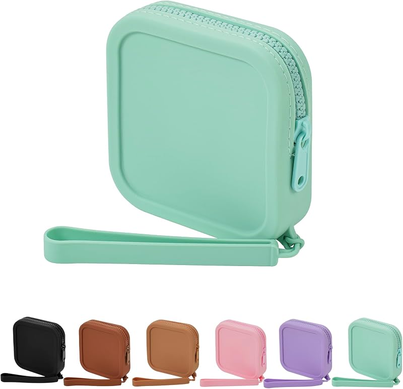 Necessaire quadrada pequena JOVAKIT em poliéster com zíper e alça, Verde