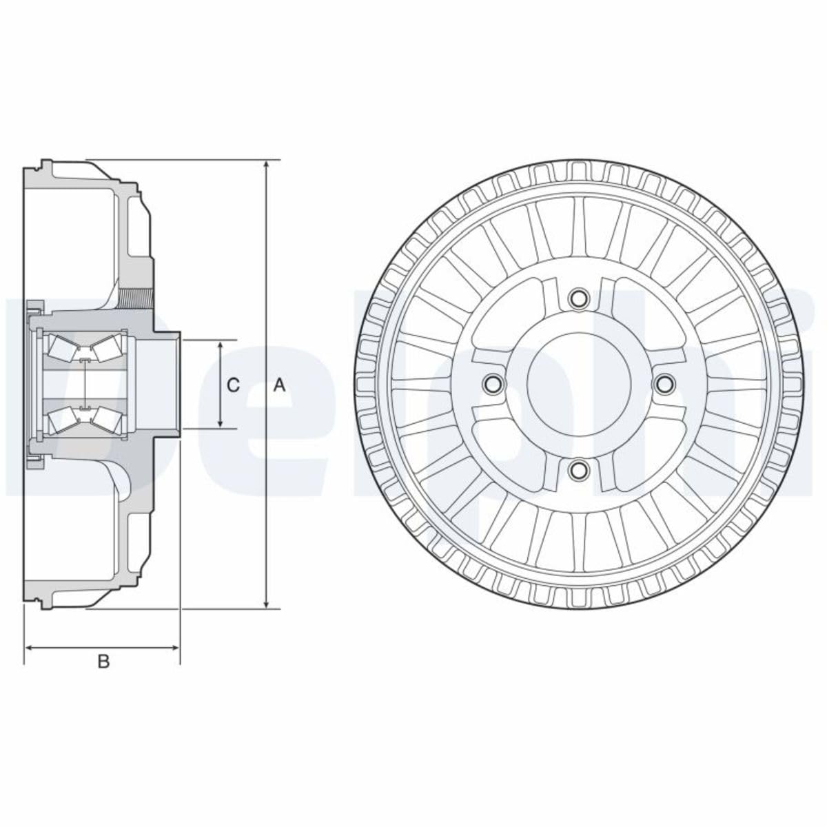 Delphi Technologies BFR621 Tambour Frein Avec Roulement - 1 unité