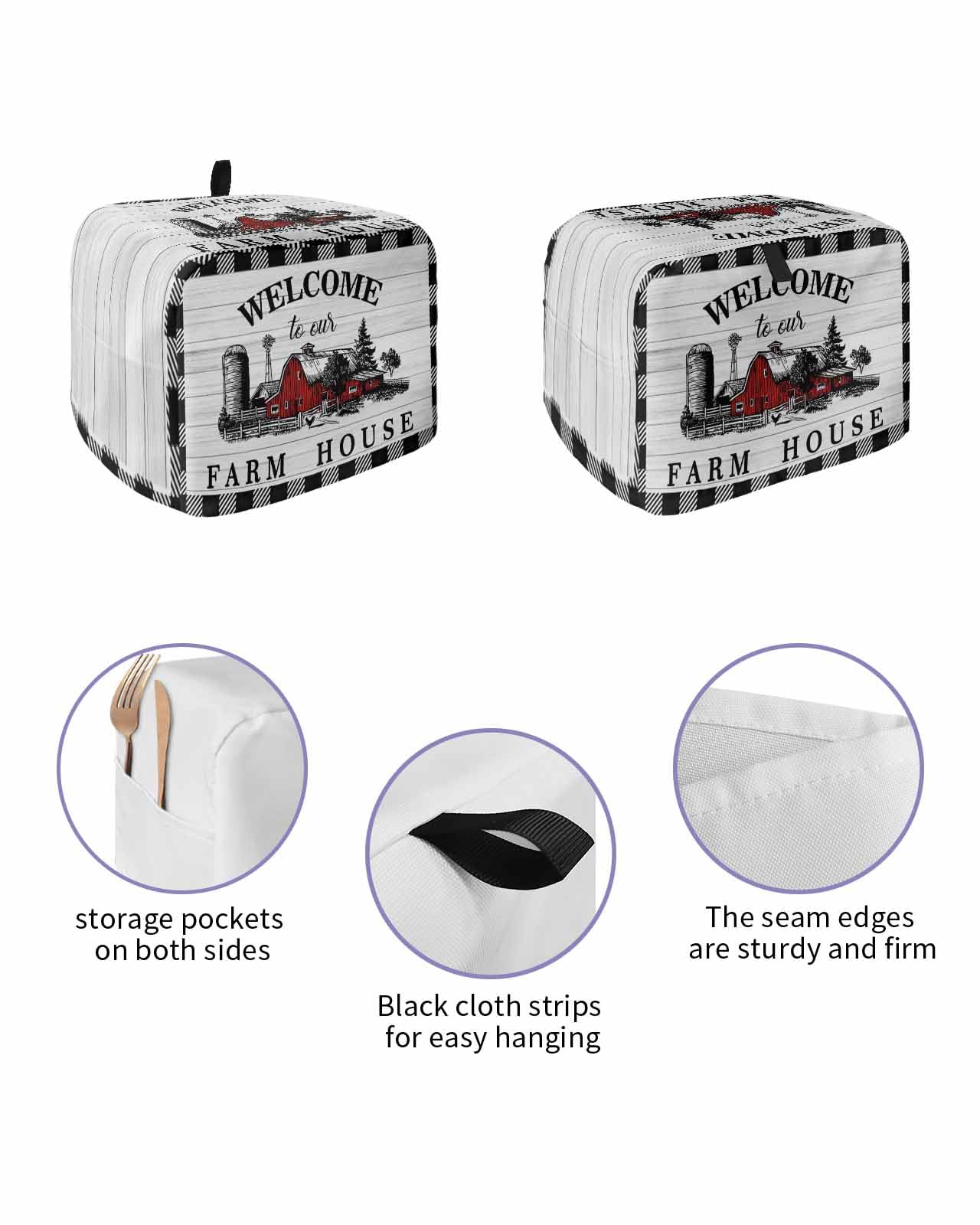 Toaster Cover 2 Slice - Black & White Checkered -2 Toaster Cover 2 Slice - Black & White Checkered -2