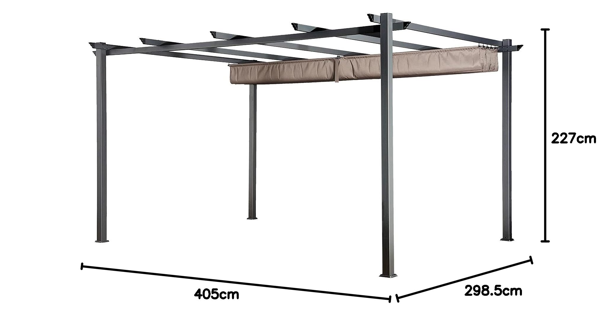 Happy Garden - Pérgola autoportante (3 x 4 m, Estructura de Aluminio), Color marrón