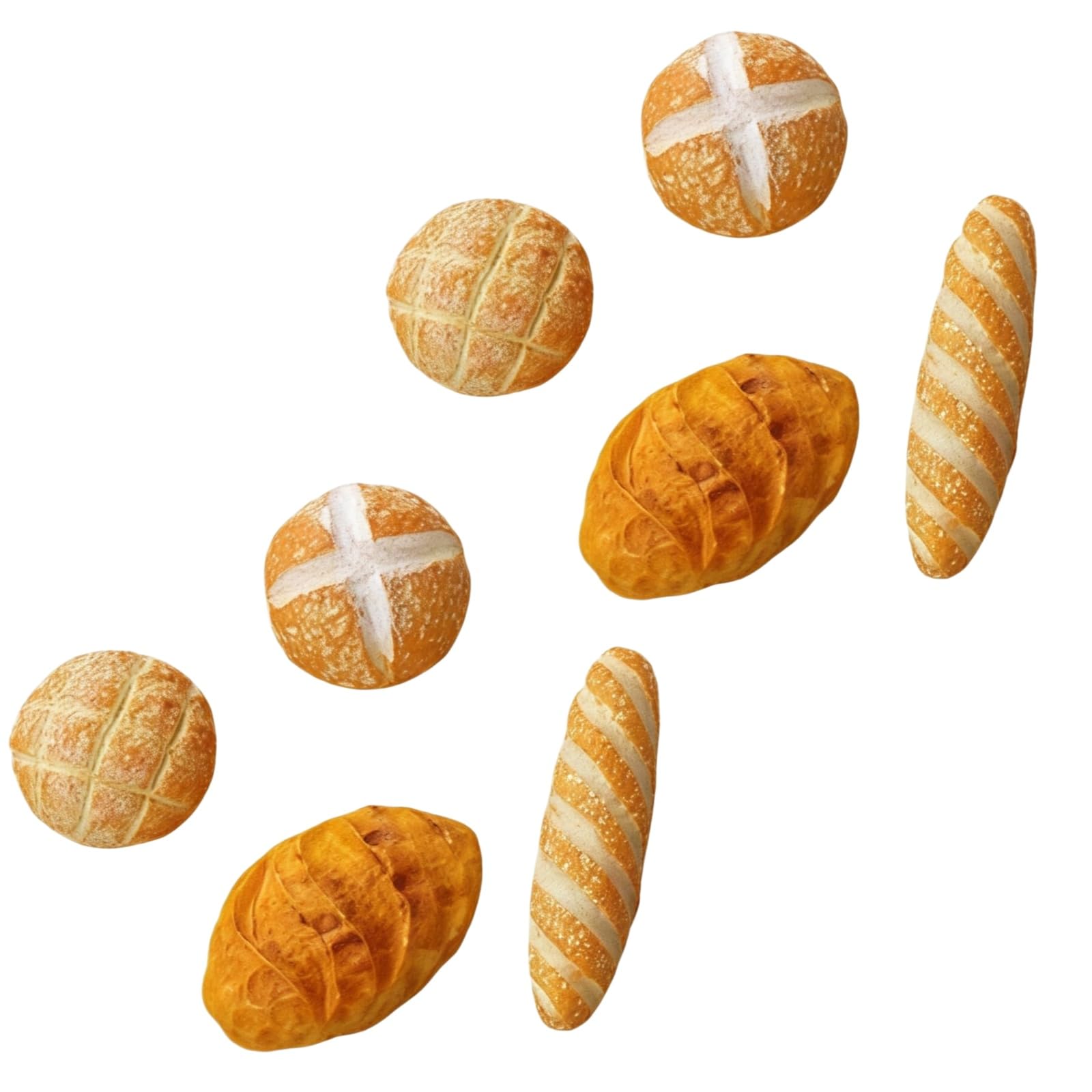 8 Pcs 1/12 Miniature Bread Dollhouse Decoration Accessories,4 Different Types of Bread for Miniature Food Dollhouse,Resin Mix Bakery Bread Mini House Food Decoration Accessories