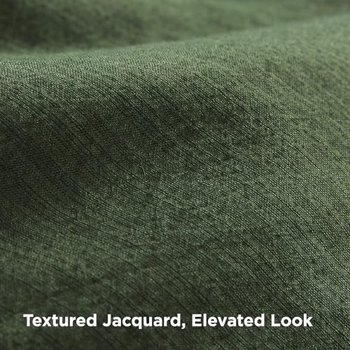 Image of Bedsure Textured Duvet Cover Queen Size - Cotton-Like Polyester Jacquard Duvet Cover Set for All Seasons - 3 Pieces Soft Bedding Set with 2 Pillow Shams, NO Comforter (Olive Green, Queen, 90 inchx90 inch)