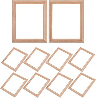 EXCEART 10pcs Mini Photo Frame Model House Decorations for Home Window Frame Decor for Home Furniture Wood Crafts Wooden Dollhouse Miniature Photo Frame Household Products Doll House