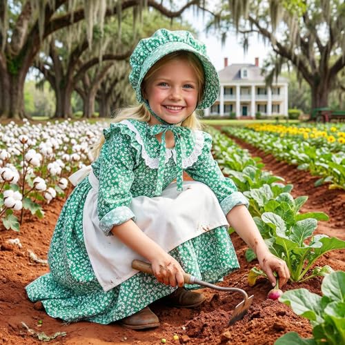 Disfraz Senior Pionero Floral Colonial para Niñas miniatura 5