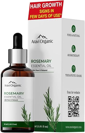 Aravi Organic Rosemary Essential Oil for Hair Growth,Quick Hair Growth Rosemary Oil for Women and Men – 100% Pure Rosemary Leaves Oil – 30 ml