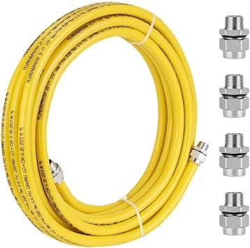 33ft 1/2 inch CSST Flexible Yellow Propane Gas line, Corrugated Stainless Steel 304 Hose, with Total 4 Male Adapter Fittings, Natural Grill Pipe kit