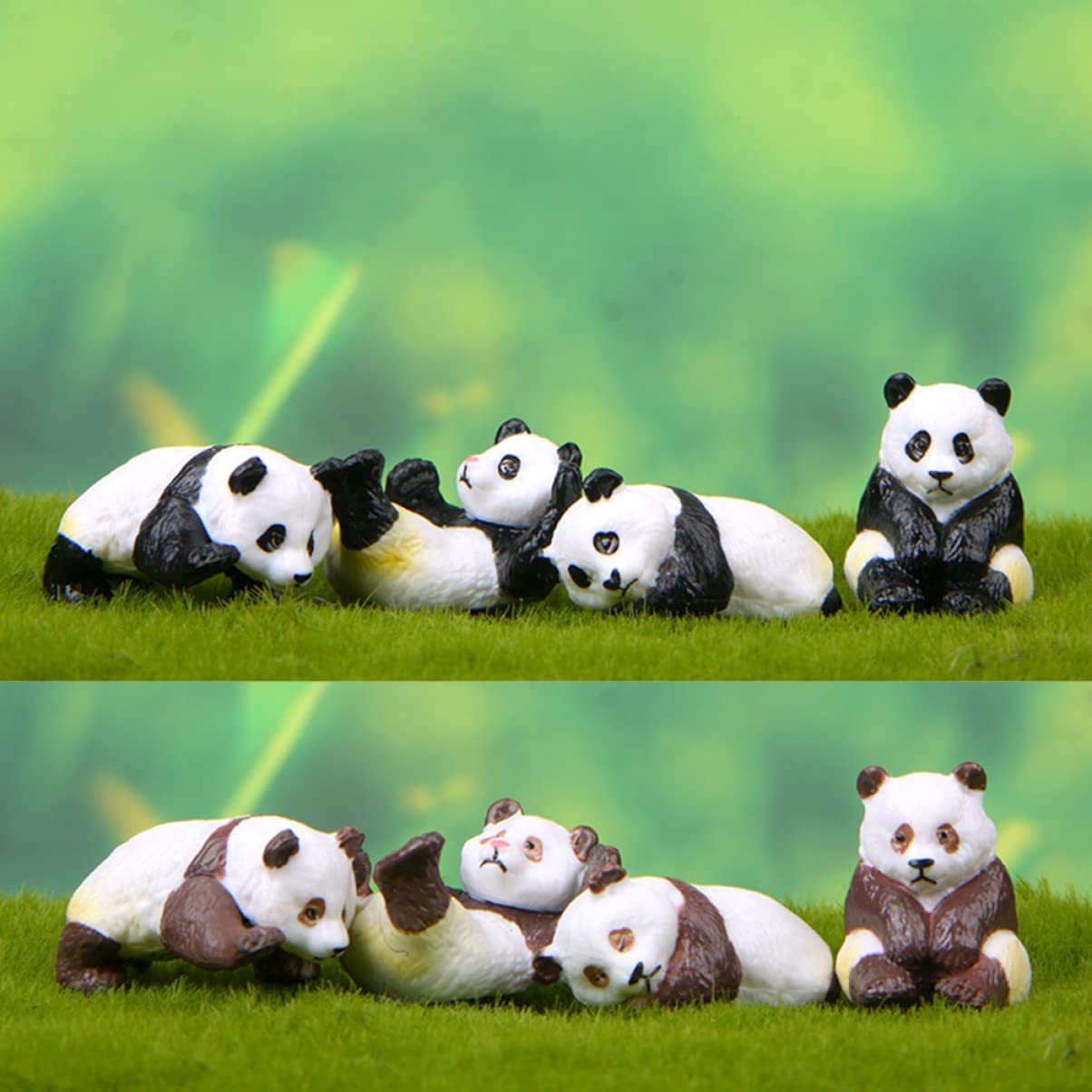 Tofficu 4Pcs Adorable Panda Figurines, Miniature Panda Toy for Home Decor Pvc Resin Animal Ornaments for Diy Micro-Landscape - Image 2