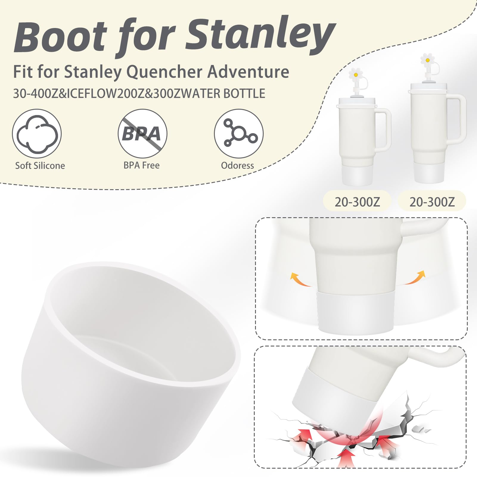Set di Accessori Compatibile con Stanley Cup da 7 Pezzi - Incluso Stivale in Silicone, Maniglia per Bottiglia d'Acqua, Cappuccio per Cannuccia, Charms Compatibili per Tumbler da 800ml a 1100ml