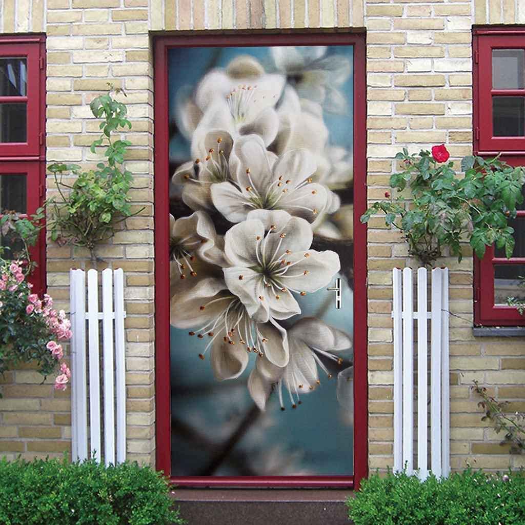 Adesivo Murale 3D Per Porta - Cartone Animato Di Natale - 2 Pezzi 80x200 Cm - Rimovibile E Impermeabile