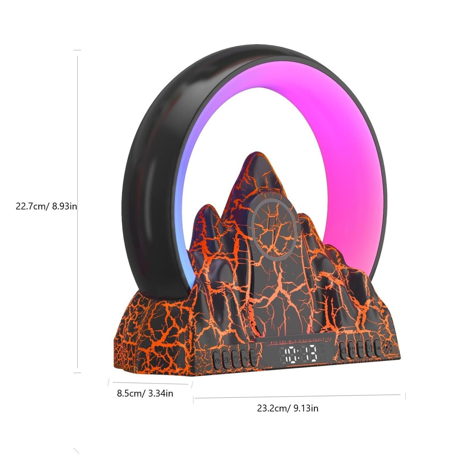 Reloj despertador Sunrise con carga inalámbrica, lámpara de noche táctil, altavoz Bluetooth portátil, control de aplicación, luz nocturna y función de alarma