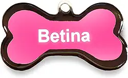 Placa de identificação Pet Personalizada - Osso Médio - Pink/Branco