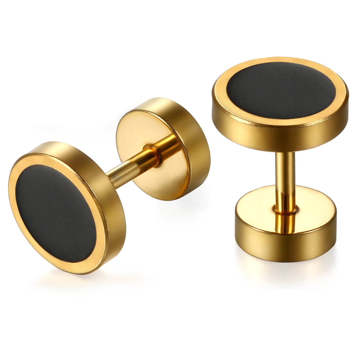 JewelryWe Schmuck Damen Herren Ohrstecker Edelstahl Römische Ziffern Glitzern Ohrringe Fake Plugs Ohr Cheater Tunnel Piercings mit Zirkonia Rosegold Gold Schwarz Silber