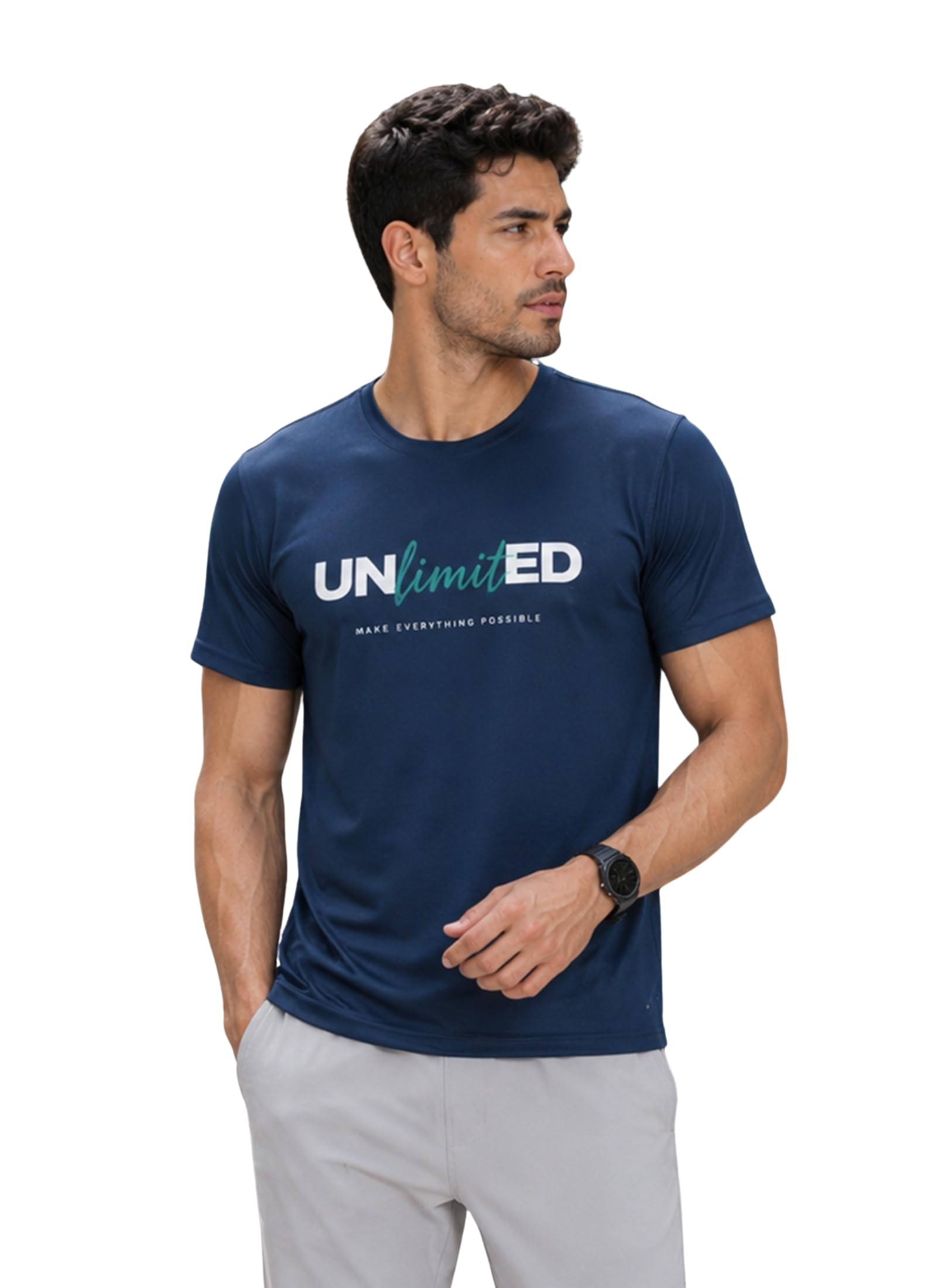 dpassion Men's Quick Dry Sports T-Shirt | Printed Gym Workout Running Training Activewear Tee-picture-40