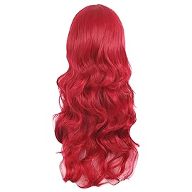MapofBeauty 28 Inch/70 cm Charming Women Side Bangs Long Curly Full Hair Synthetic Wig (Bright Red)