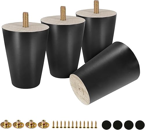 Miniatura 23 de FoDau770 Patas de Muebles de Madera de Caucho de 9 Pulgadas, Patas de Madera Rectas Cónicas de Mediados de Siglo para Sofá, Juego de 4, Patas