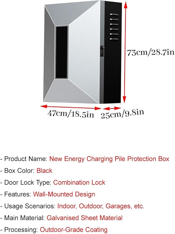 Tesla Ev Charger Pedestal for Chargepoint, Electric Vehicle Charging Cable Holder with Lock, Heavy Duty Ev Charger Enclosure/Charging Lever(Box)