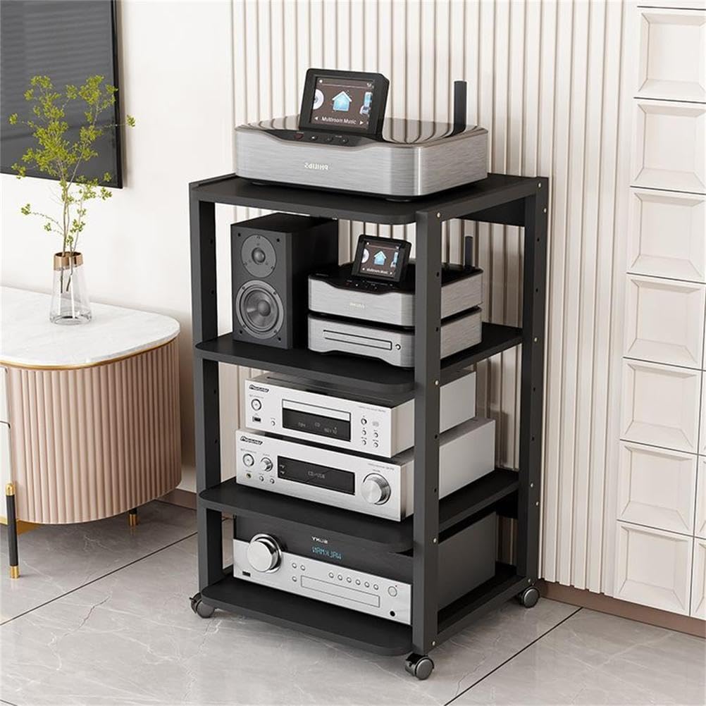 Ripiano multimediale AV a 4/5/6/7 livelli, armadio stereo regolabile in altezza, ripiano audio-video con ruote, console di intrattenimento con ripiano per giradischi TV/DVD/CD, 4B