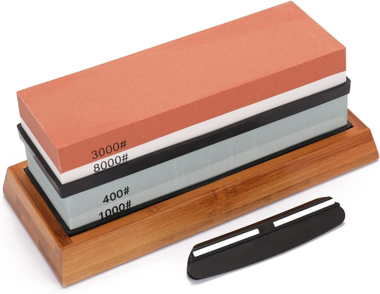 Eacam400/1000 3000/8000 Grit Premium Whetstone Cut Sharpening Stone Set SharpenerNon Slip Base Cutter Sharpener