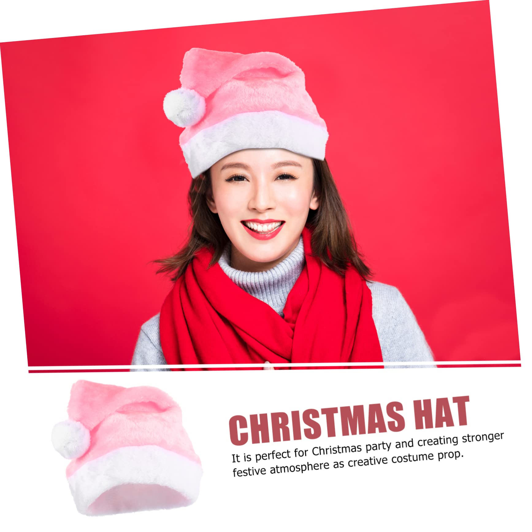 TOPBATHY 5 Piezas Gorro De Papá Noel De Felpa Gorra De Santa Claus Sombrero De Santa Para Fiesta Gorro De Papá Noel De Navidad Sombrero De Navidad De Peluche Felpa Corta Rosa