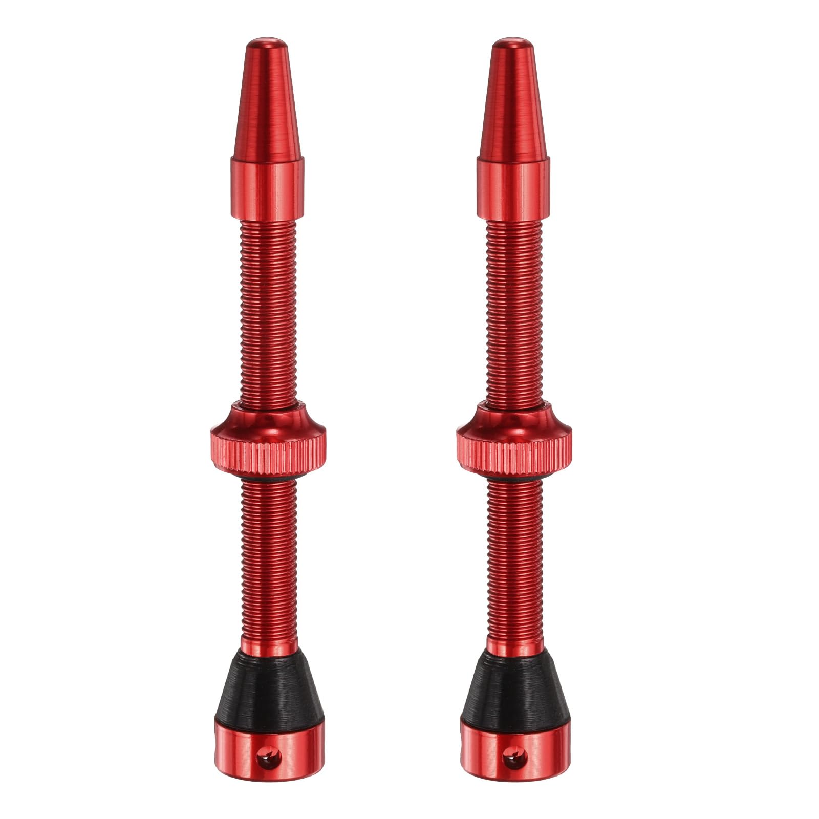 sourcing map 2pcs Tubeless Valve Stems 60mm Aluminum Alloy Tubeless Valve Super Light No Leak Durable with 4 Hole and Caps Fit Most Bicycle Tubeless Rims, Red