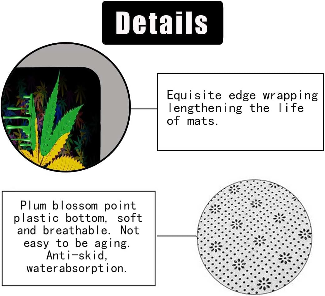 Jayden&Madge 4PCS/Set Weed Leaf Shower Curtain, Jamaican Rasta Reggae Cannabis Marijuana Leaf Bathroom Decor, Waterproof Fabric Black Bath Curtain, Non-Slip Bath Rugs Toilet Carpet, Green Red Yellow