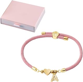 PORUPAEL Pink Initial Letter A Bracelet for Teen Girls, Adjustable Heart Charm Bracelet with Gift Box – Personalized Jewelry for Ages 4-18, Ideal for Birthdays, Christmas and Special Occasions