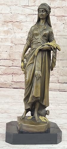 Miniatura 1 de Super Deal Figura femenina sosteniendo una diosa romana de trigo, escultura de bronce, figura decorativa por Finery Bronze