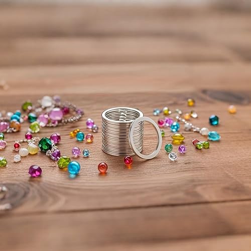 Miniatura 5 de Paquete de 12 llaveros para manualidades, acero inoxidable de 1 pulgada, clips planos de metal redondos divididos a granel para el hogar,