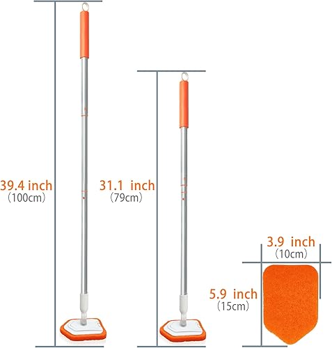 Miniatura 6 de JEHONN 2 en 1 - Cepillo de limpieza para bañera y azulejos con mango largo cepillo intercambiable para baño bañera pared suelo