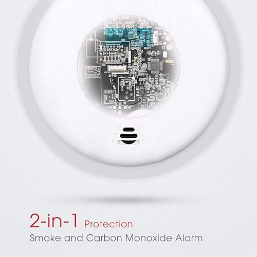 Miniatura 5 de Detector combinado de humo y monóxido de carbono, reloj despertador de advertencia de humo para viajes, hogar, dormitorio, sala de estar, automóvil,