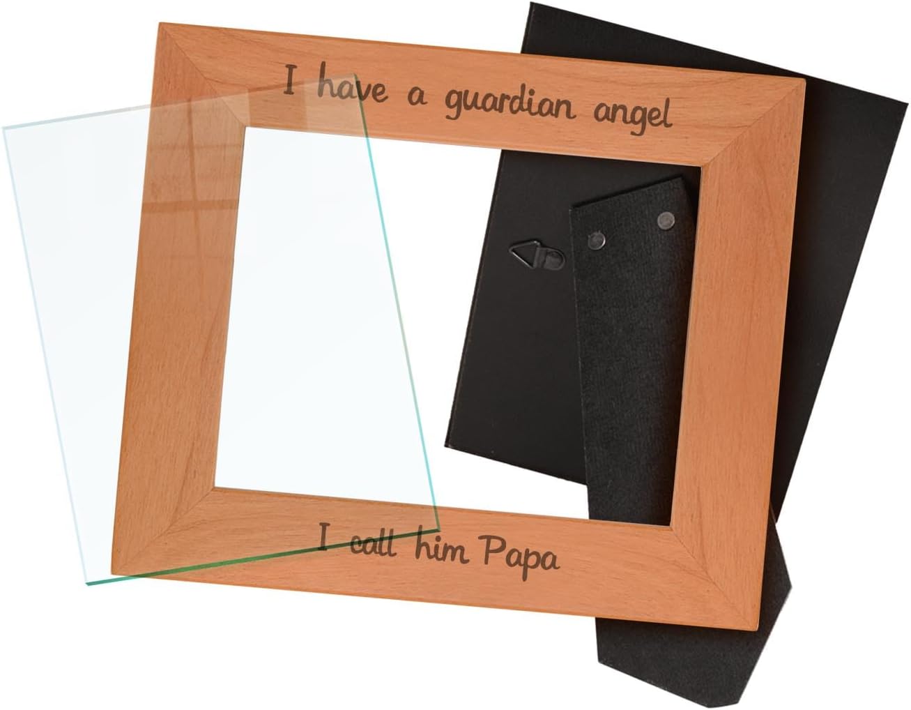 ThisWear Sentimental Photo Frame I Have A Guardian Angel I Call Him Papa Wood Engraved 8x10 Landscape Picture Frame