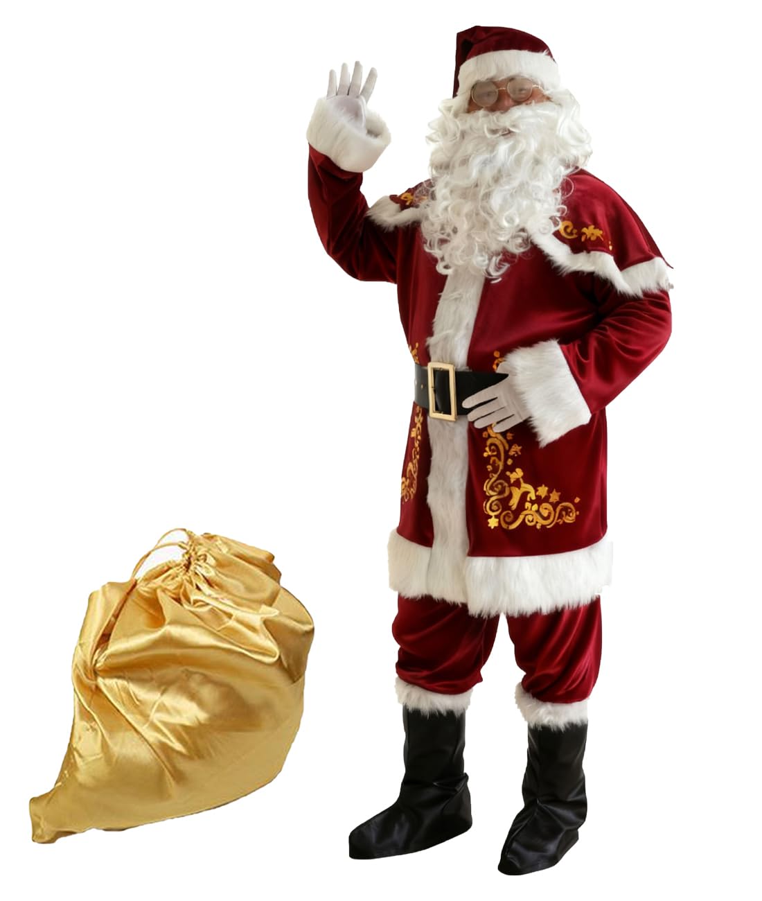 SELORE Costume de Père Noël pour Hommes Complet de Déguisement Vêtement de Père Noël Adulte Cospaly(L)