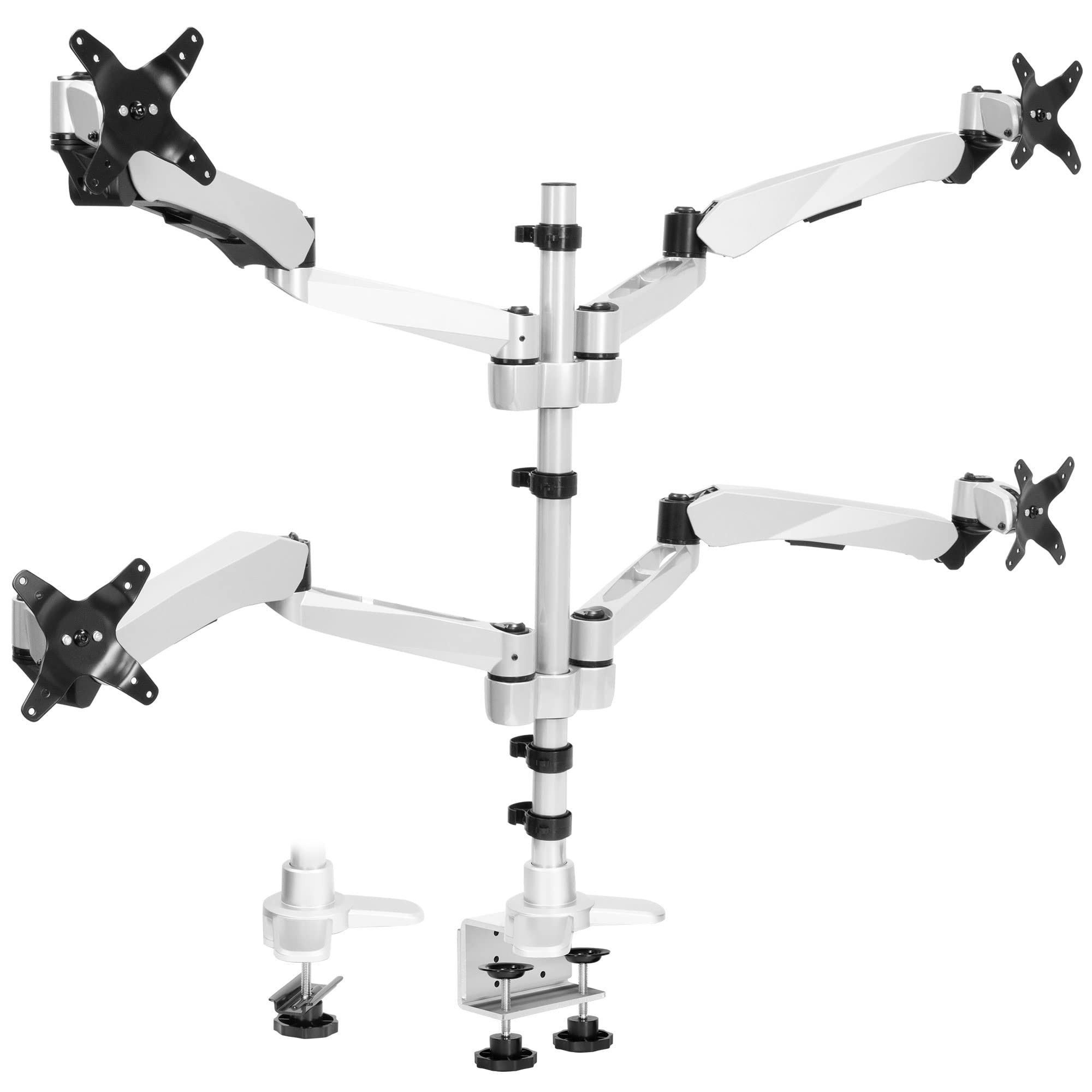 Mount-It! Quad Monitor Desk Mount With Full Motion Height Adjustable Arms | Premium Modular Computer Screen Mount With VESA 75x75, 100x100 mm Pattern
