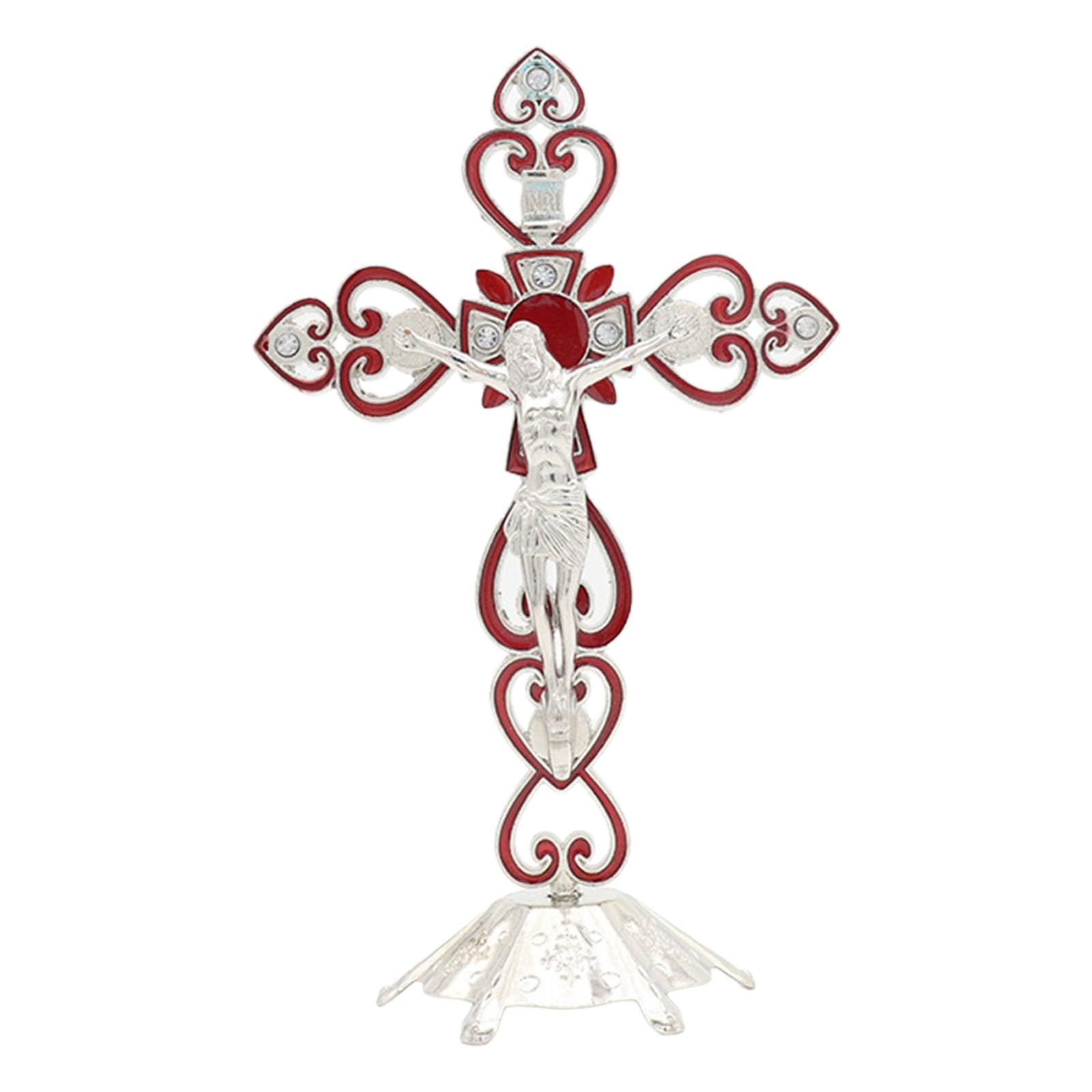 YWLUUOO Standing Crucifix Figurines on Cross Statues Tabletop Alloy Sculpture for Offices Home Ornament Gift Figurines
