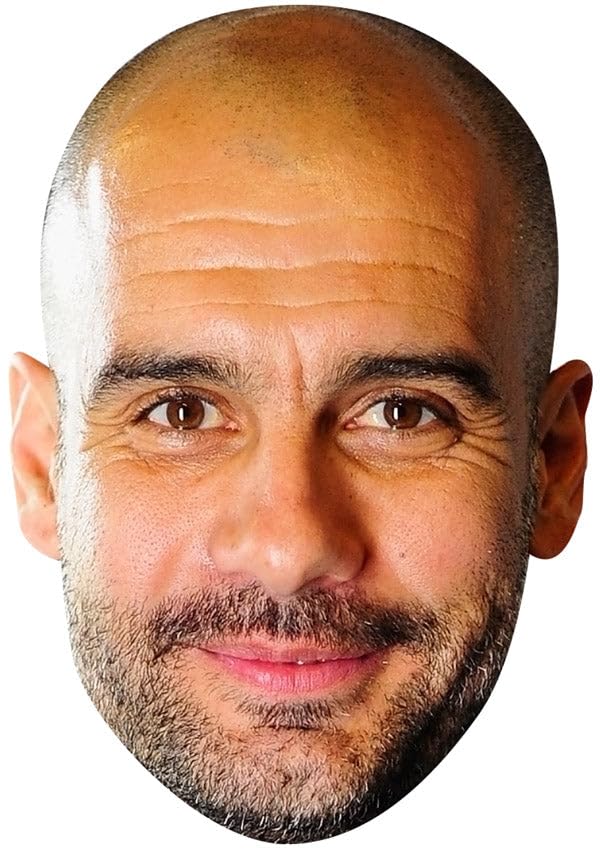 FoxyPrinting Pep Guardiola Manchester City Face Mask – Football Manager Celebrity Card Mask – Celebrity Mask for Stag Do, Hen Night, Fancy Dress & Costume Parties, Ready to Wear