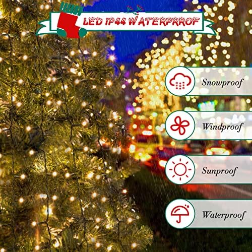 cshare Christmas Tree Lights, 2m * 16 Lines 400 LEDs Fairy Lights Mains Powered with 8 Light Modes,Memory & Timing Function,Waterproof for 1.5-3M(5-10ft) Christmas Tree Indoor and Outdoor- Warm White