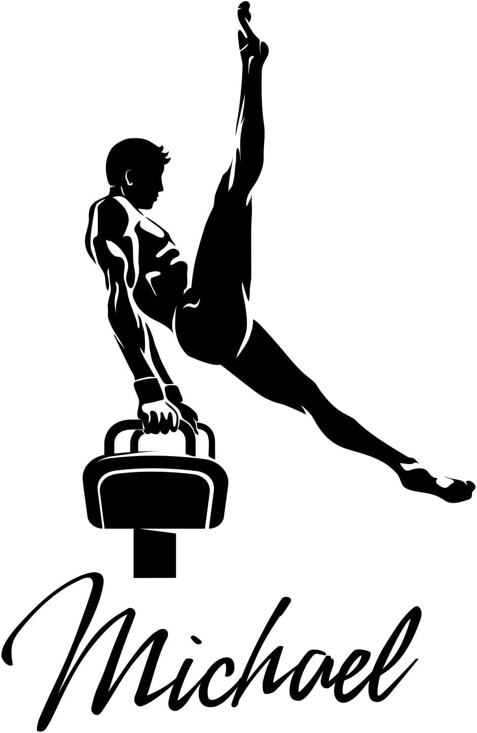 Gymnast Gymnastics Pommel Horse Boy Custom Name Wall Personalized Vinyl Sticker (X-LARGE 19" x 35" inches) : Tools & Home Improvement