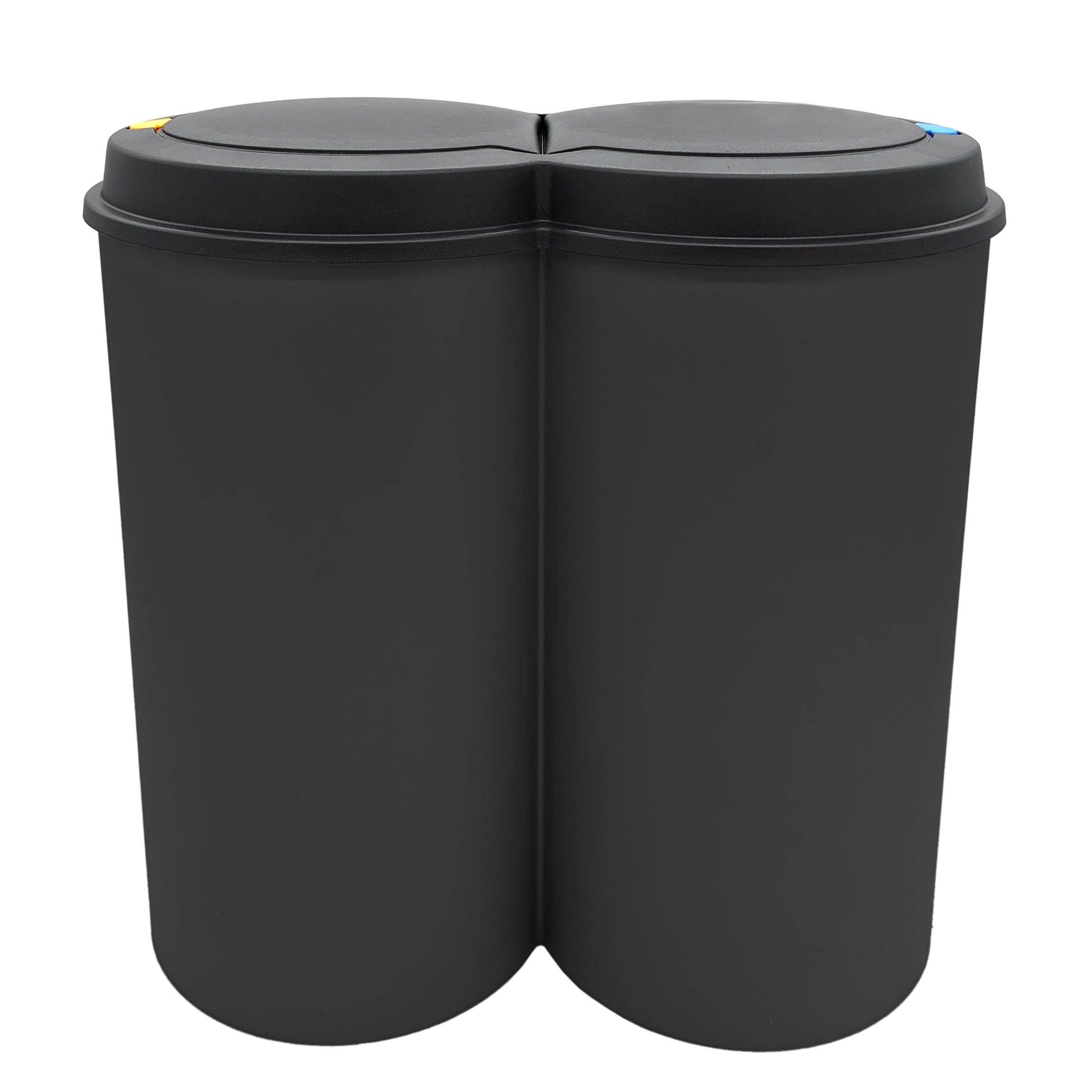 Spetebo Mülleimer 50 Liter (2x25) – Doppelabfalleimer mit schwarzem Deckel