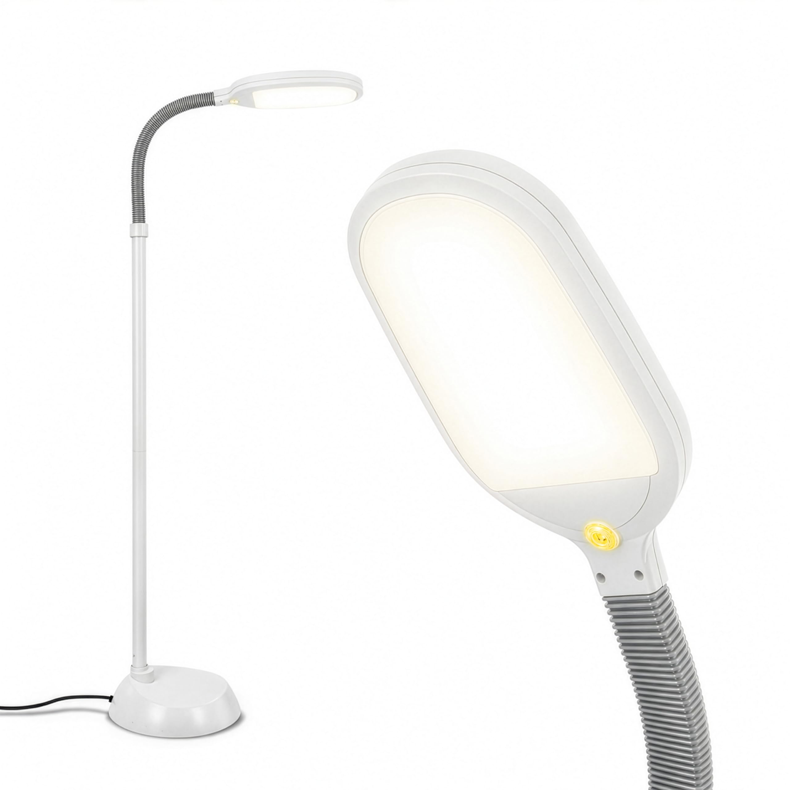 Brightech Litespan lampa stojąca LED do czytania i rzemiosła, nowoczesna lampa stojąca z łabędzią szyją, idealna do szycia i sypialni, biała