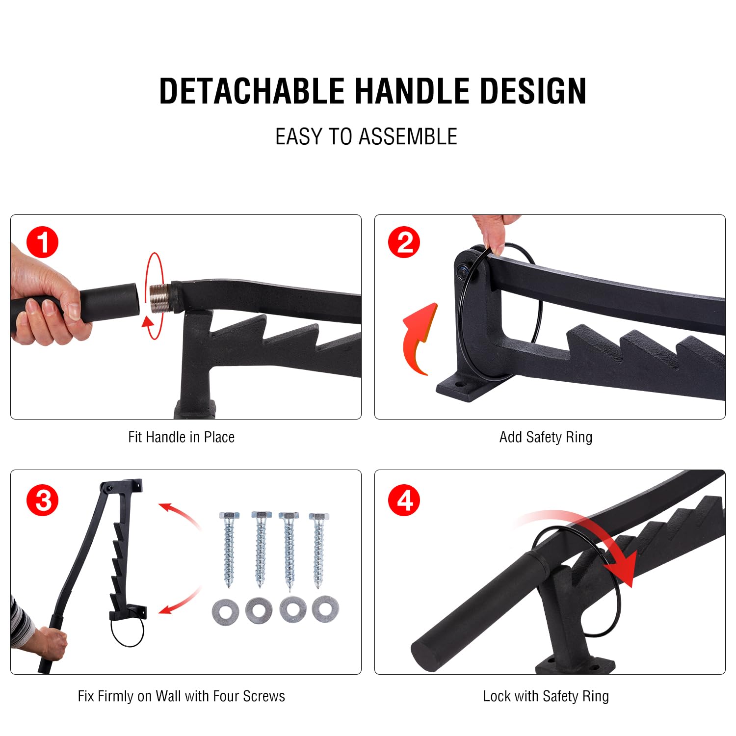 TOPWAY Spaccalegna manuale per legna da ardere portatile a parete, spaccalegna con manico extra sostituibile da 40 cm per uso domestico, interno, esterno, campeggio