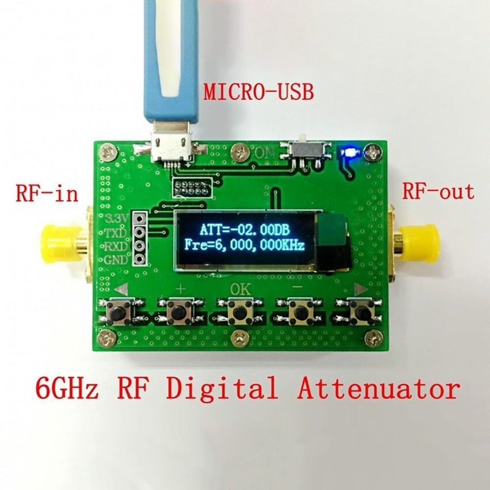 Atténuateur numérique, 6G Digital Programmable Atténuateur 0,25 dB RF Module avec pas de 30 dB et pour écran OLED