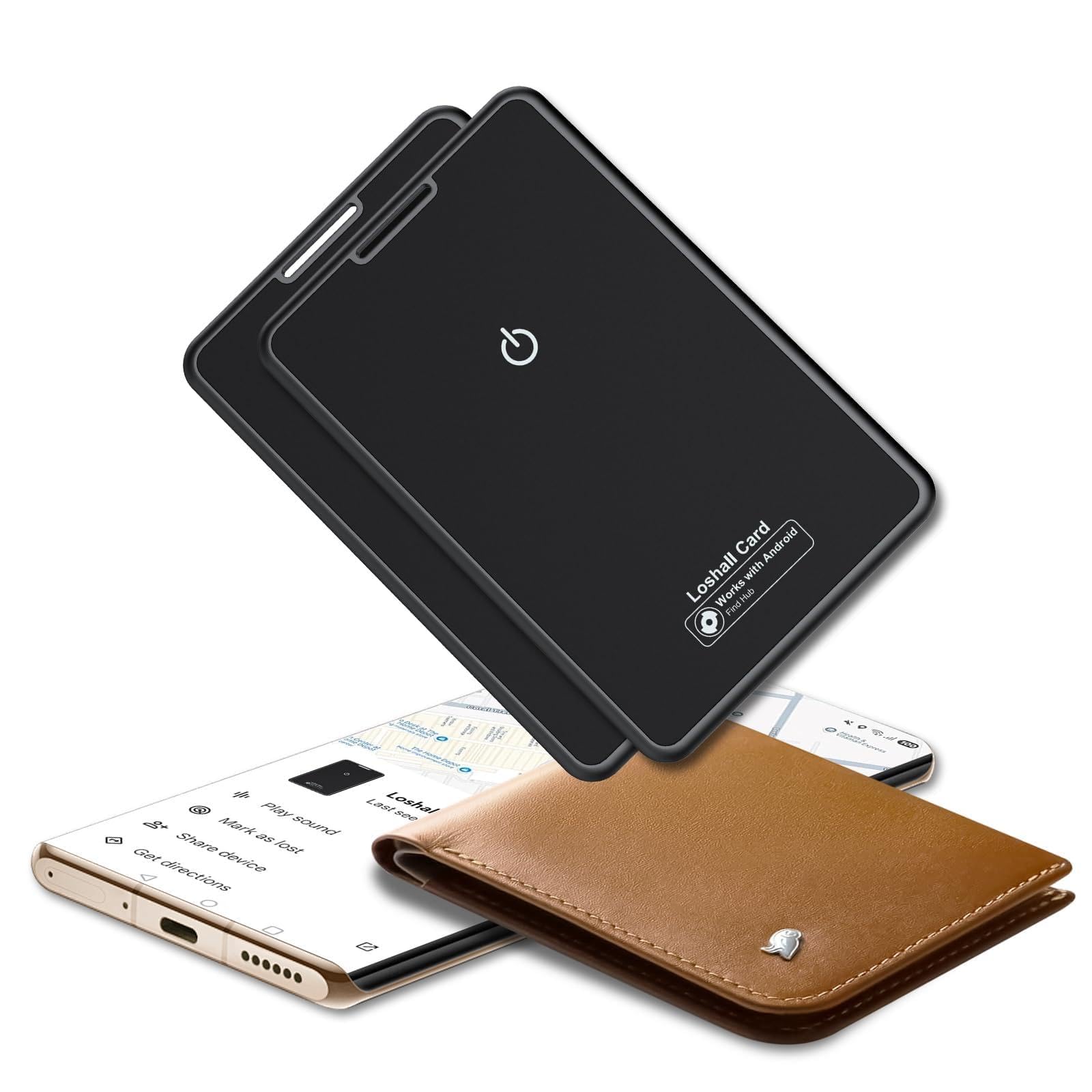 Android Wallet Tracker Karte 2er Pack, Ultradünn Smart Finder Card Tag Kompatibel mit Google Find Hub (Android NUR), IP68 Wasserdicht Schlüsselfinder für Geldbörse, Koffer, Gepäck