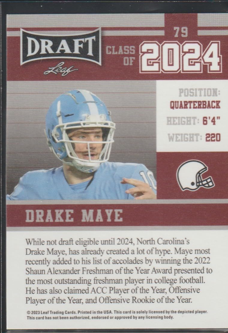 2023 Leaf Drake Maye Patriots Pre-Rookie Football Card