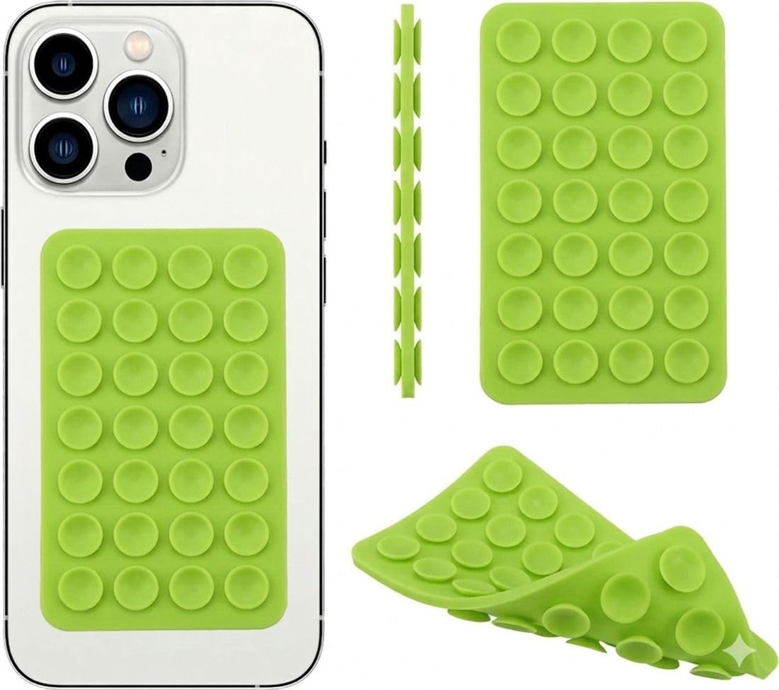 capo Double Sided Lime Green Silicone Suction Cup Phone Mount Pad | Light Green Neon Self Adhesive Sticky Mat Holder for iPhone & Android Cases | Hands-Free Content Creation for Mirror, Glass, Shower-image-49