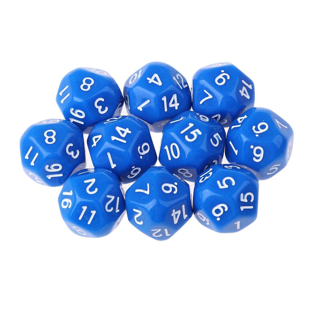 Enakshi (LABEL) Creations 10pcs 16 Sided D16 14mm Acrylic Opaque Dice for Role Playing Game RPG BlueToys & Hobbies|Games|Role Playing Games|Dungeons & Dragons|Accessories & Dice