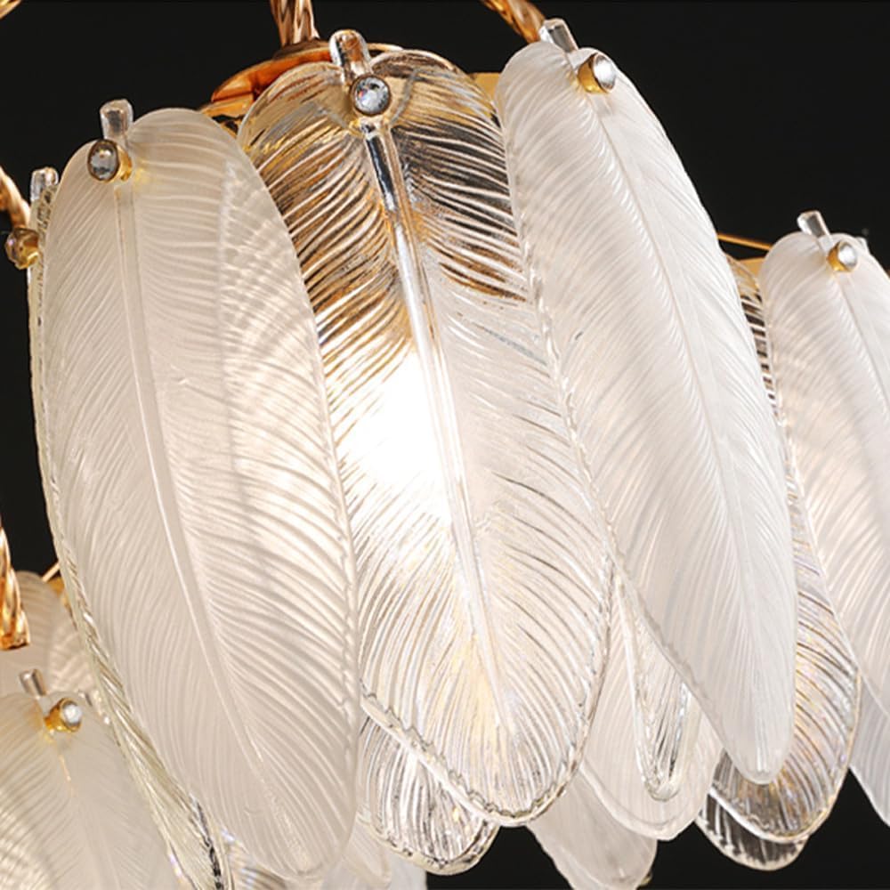 Lámpara Colgante De Cristal De Plumas Blancas De 4 Luces, Redonda, 7 Luces, Estilo Vintage Dorado, Lámpara Colgante De Techo De Cristal, Estilo Playero, Estilo Bohemio, para Dormit