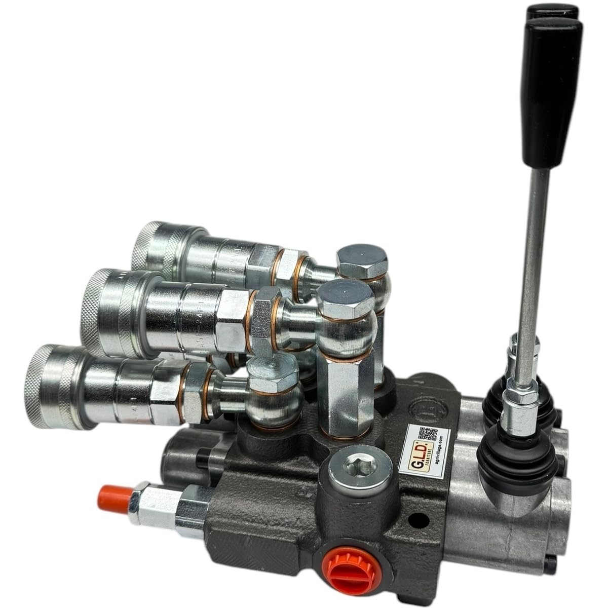 Distributeur oléodynamique pour tracteur 2 leviers double effet 3/8" 45 litres 300 bar complet avec raccords rapides