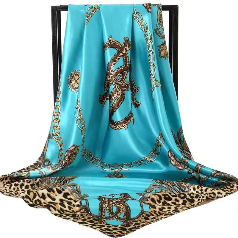it&C's Imported Satin Silk 90x90 cm (36x36 inch) Large size Classic Design Print Neck Scarf, Head and Hair Wrap For Women, Girls And Ladies