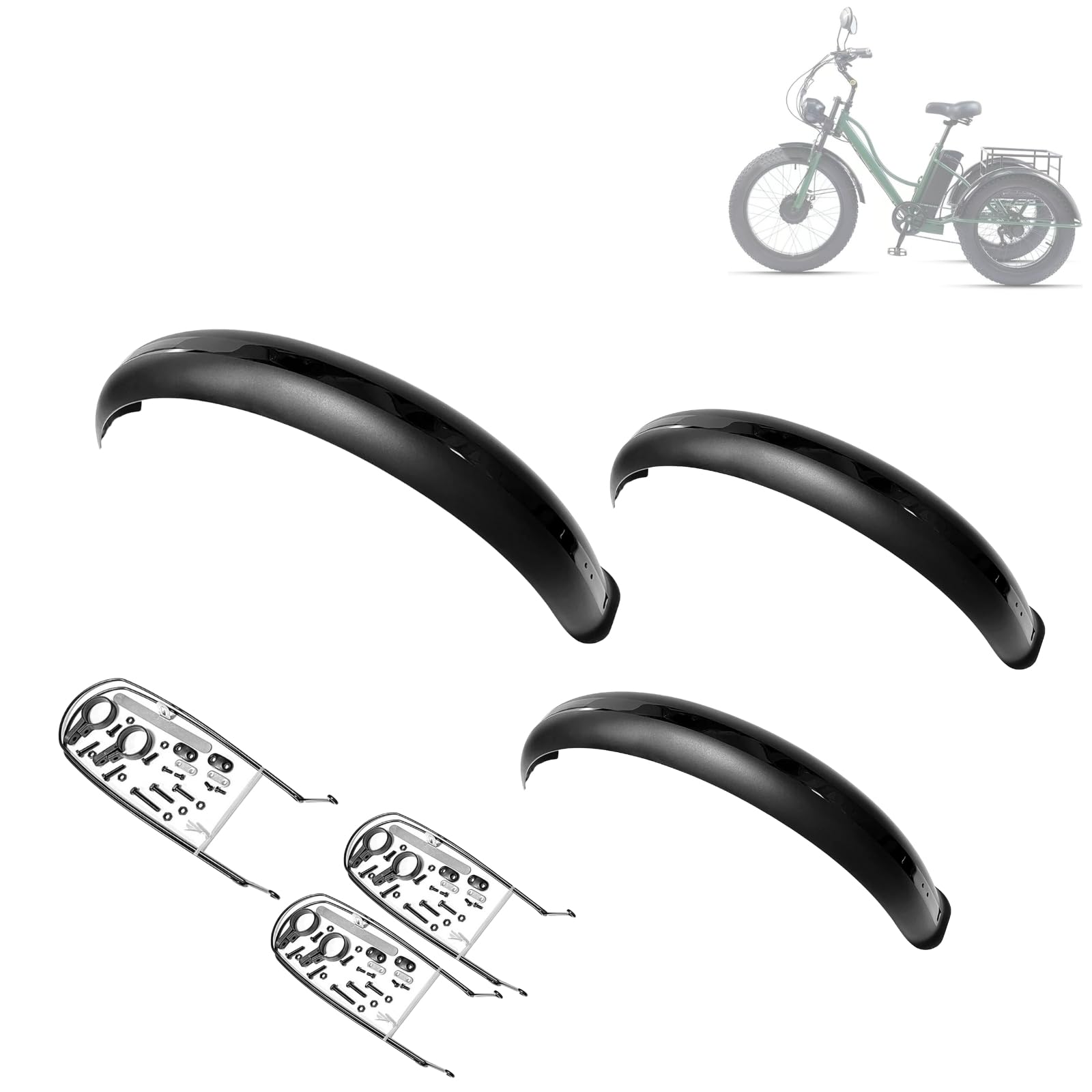 Bicycle Fenders Set, 26 Inch Full Bike Fenders, 26x4 Rwanda